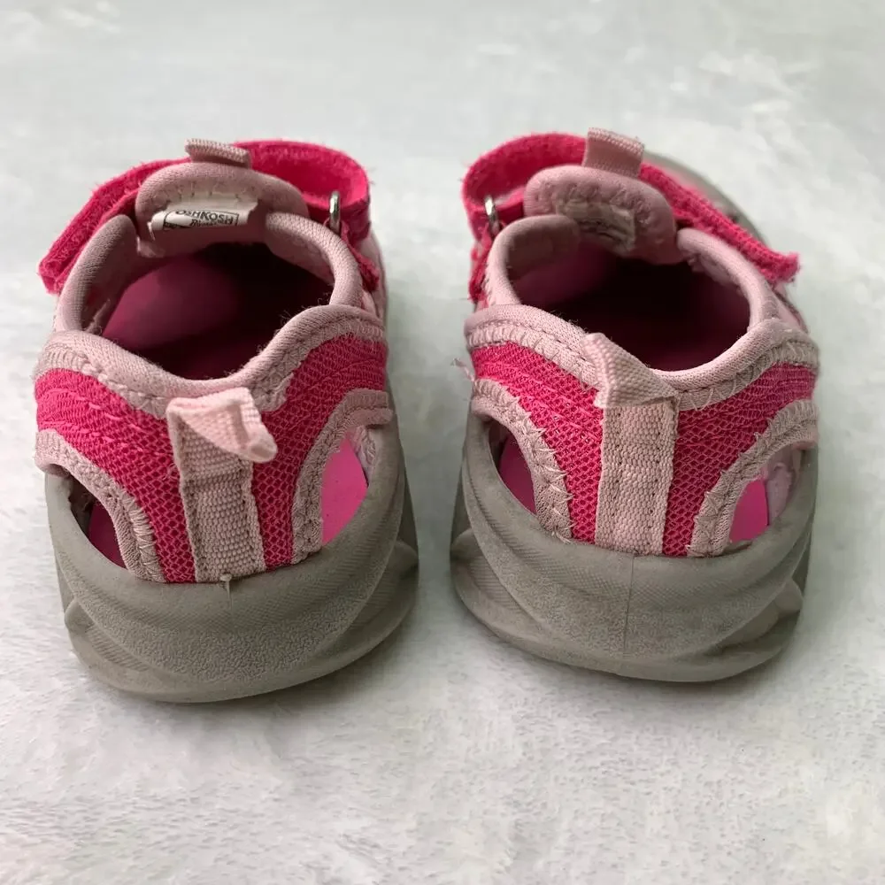 Osh Kosh Girls 6M Water Shoes Pink Glitter Bungee Open Hiking Walking Camping
